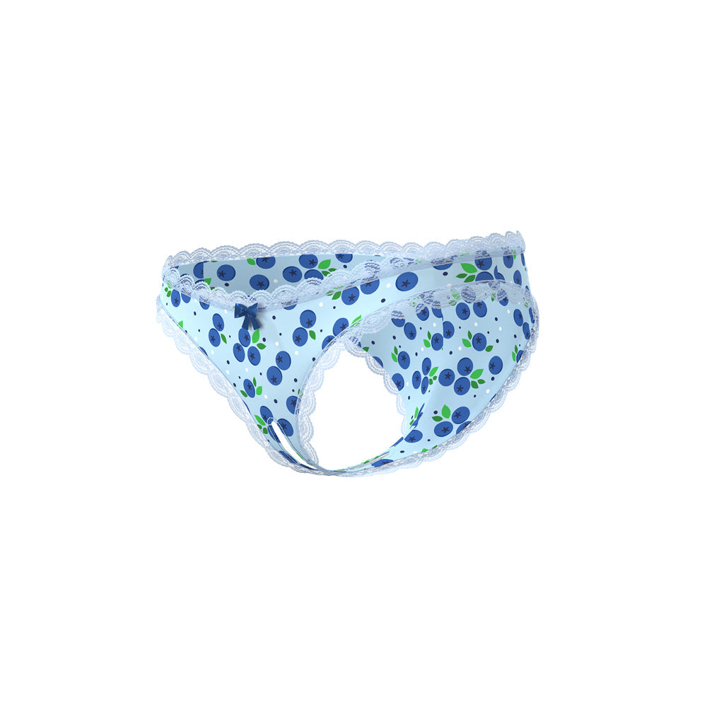 Magic Silk Sweet Treats Crotchless Boy Short with Lube Blueberry L/XL