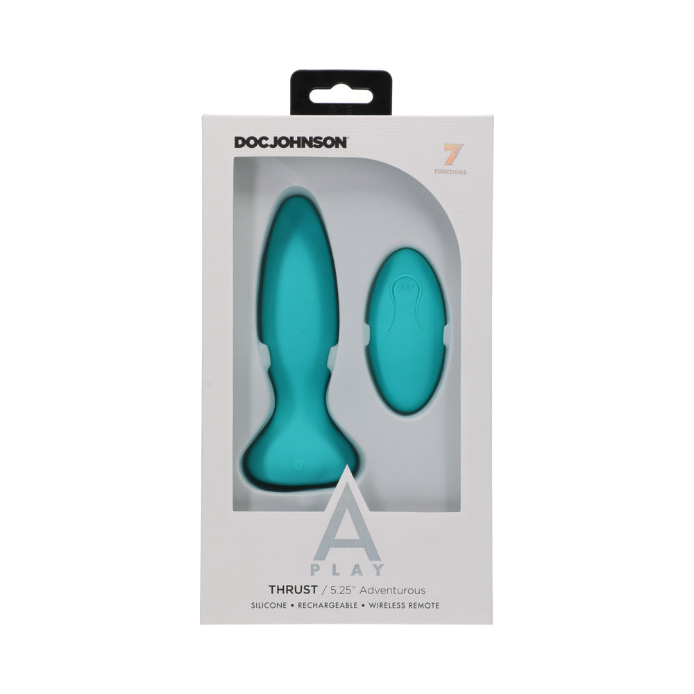 A-Play Thrust Adventurous Rechargeable Silicone Anal Plug with Remote Teal - Fantasies Boutique