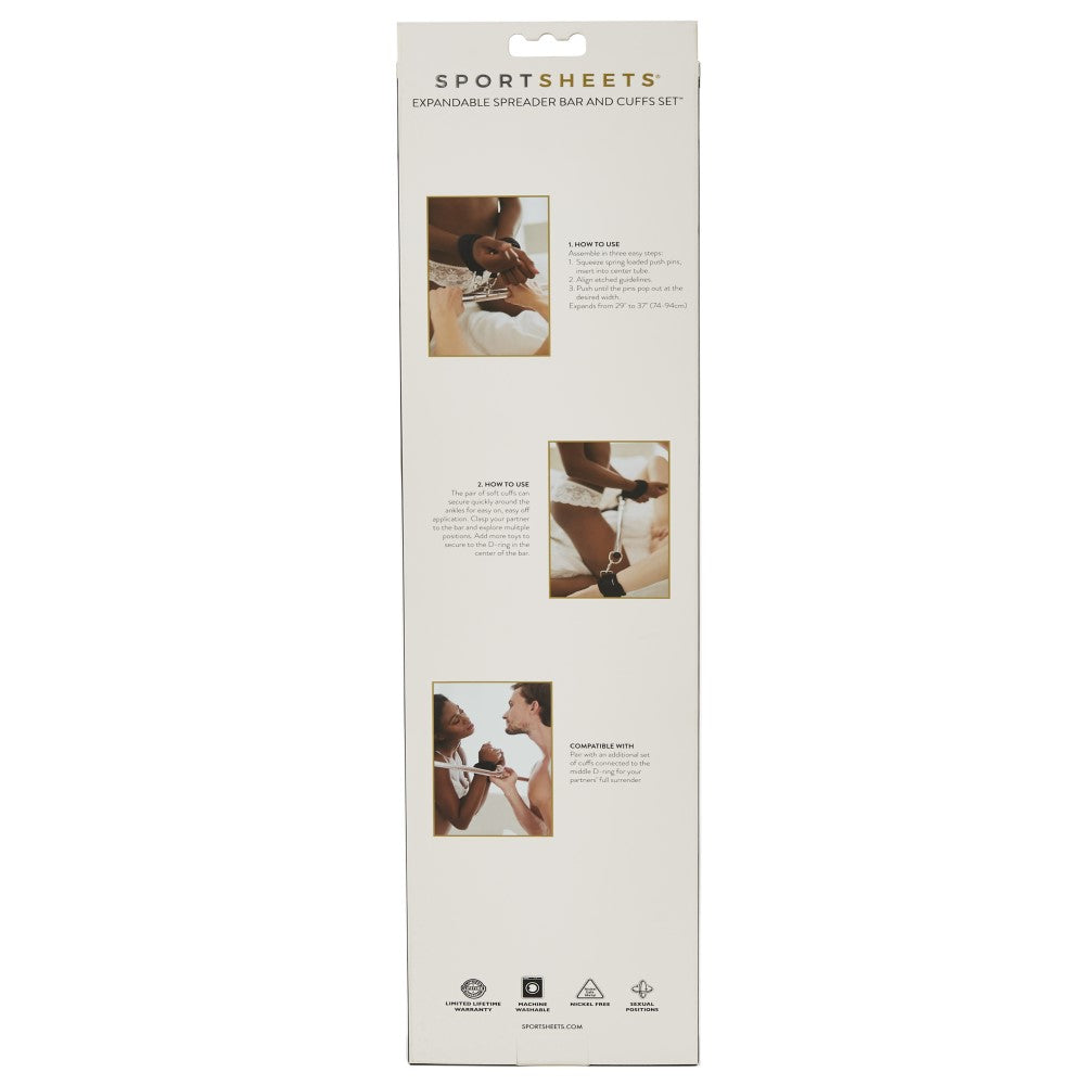 Sportsheets Expandable Spreader Bar & Cuffs Set Black - Fantasies Boutique