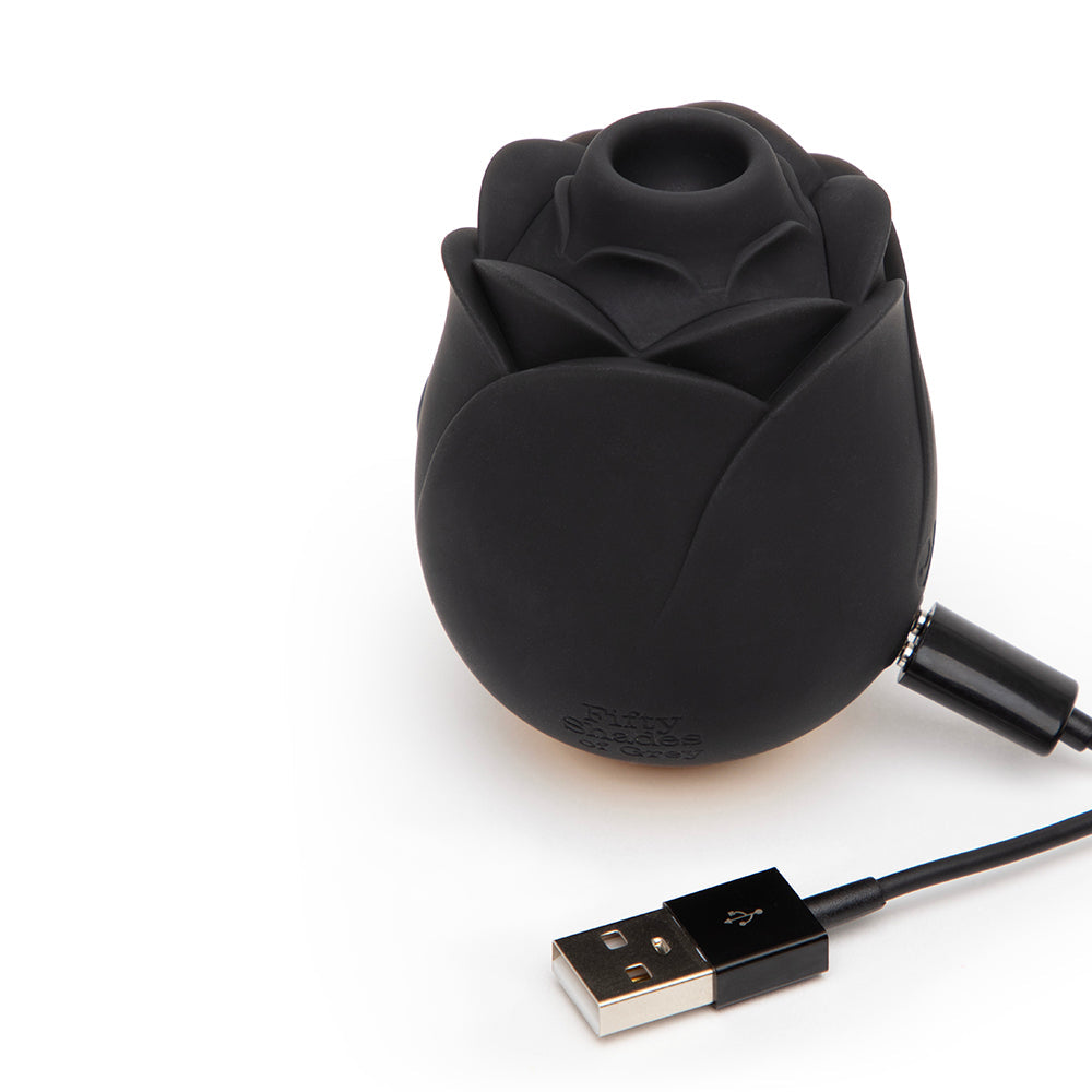 Fifty Shades of Grey Hearts and Flowers Suction Rose Black - Fantasies Boutique