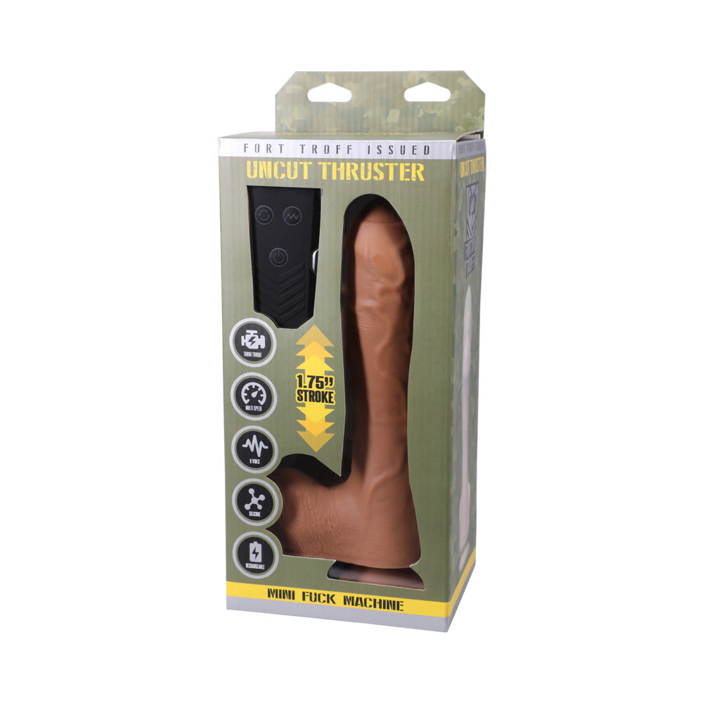 Fort Troff Uncut Thruster Mini Fuck Machine Rechargeable Remote-Controlled Silicone 8.5 in. Thrusting Dildo Tan - Fantasies Boutique