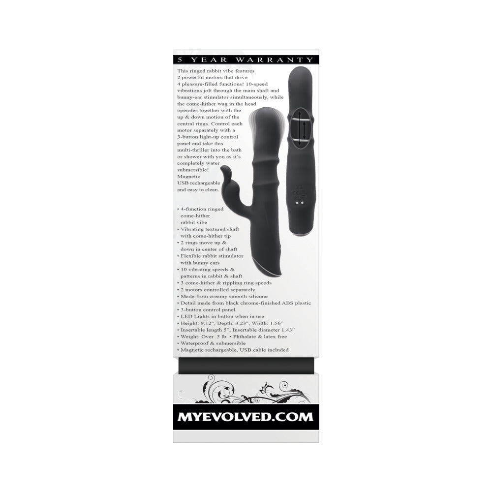 Evolved Ringmaster Rechargeable Dual Stim Vibe Silicone Black - Fantasies Boutique