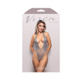 Fantasy Lingerie Vixen Sweet Venom Halter Plunge Teddy with Detachable Chains Gray O/S
