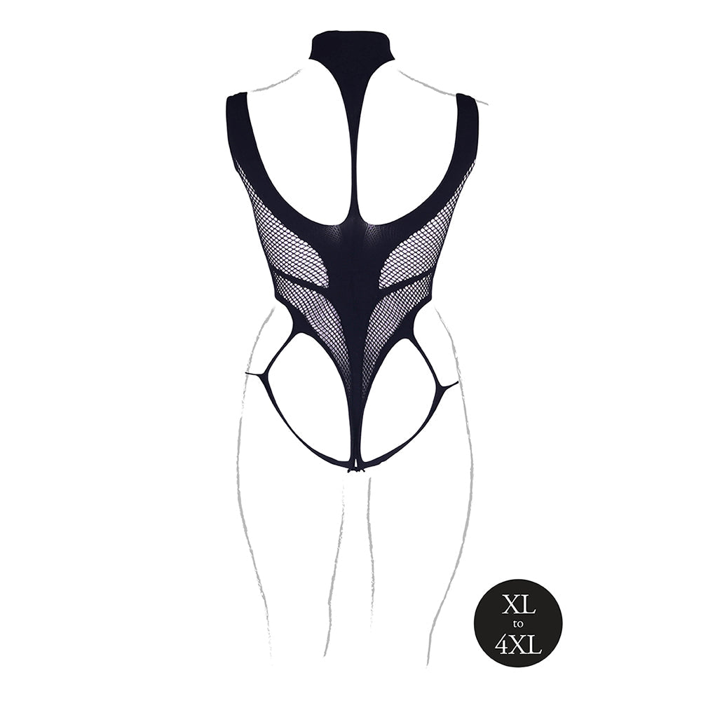 Le Desir Shade Cyllene XLVIII Bodysuit with Turtleneck Black Queen Size - Fantasies Boutique