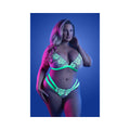 Fantasy Lingerie Glow Night Vision Glow-In-The-Dark Lace Bralette & Panty White Queen Size