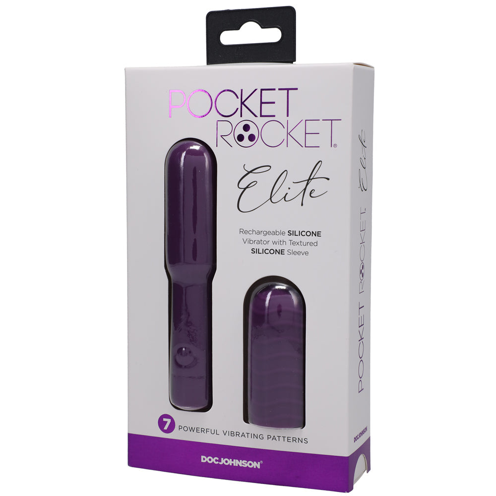 Pocket Rocket Elite Rechargeable Bullet With Removable Sleeve Purple - Fantasies Boutique