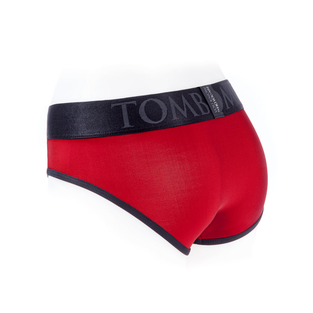 SpareParts Tomboi Cover Brief Style Underwear Harness Nylon Red/Black XXS