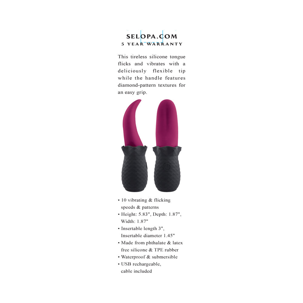 Selopa Tongue Teaser Vibe Rechargeable Silicone Pink Black - Fantasies Boutique