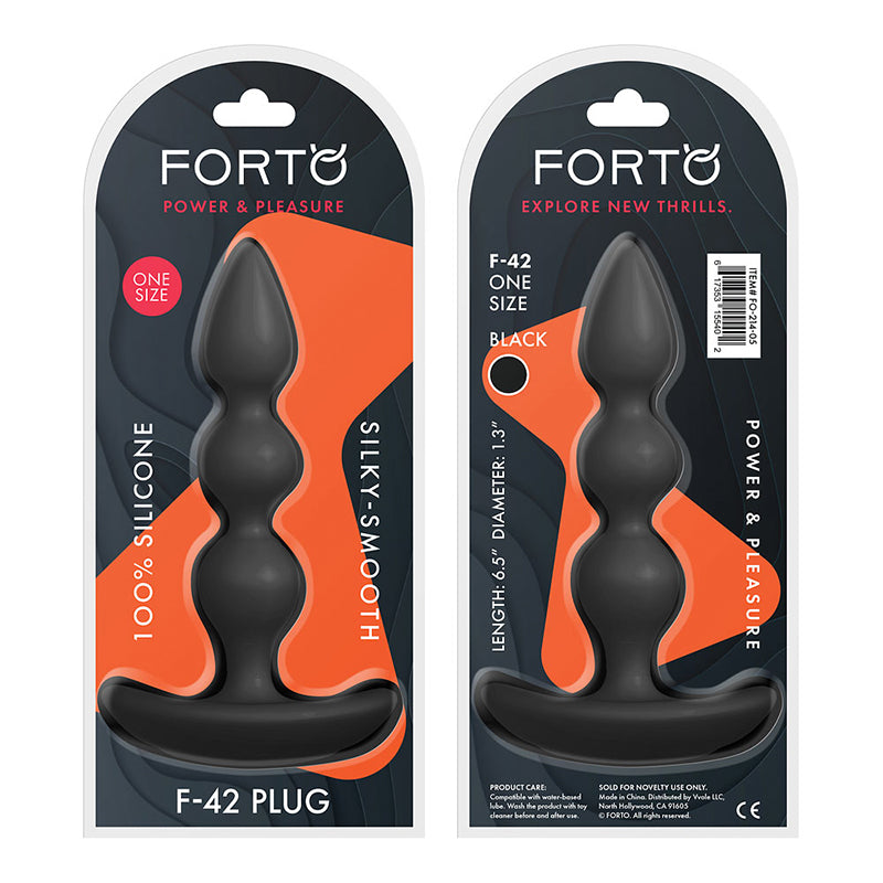 Forto F-42 Spiral Beads Silicone Anal Plug Black - Fantasies Boutique