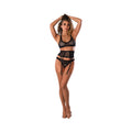 Magic Silk Soft Petals Bralette, Waist Cincher and Panty Set Black S/M - Fantasies Boutique