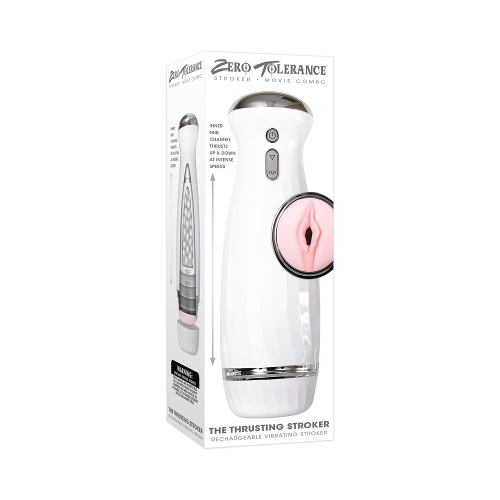 Zero Tolerance Rechargeable Thrusting Stroker With Movie Download White - Fantasies Boutique