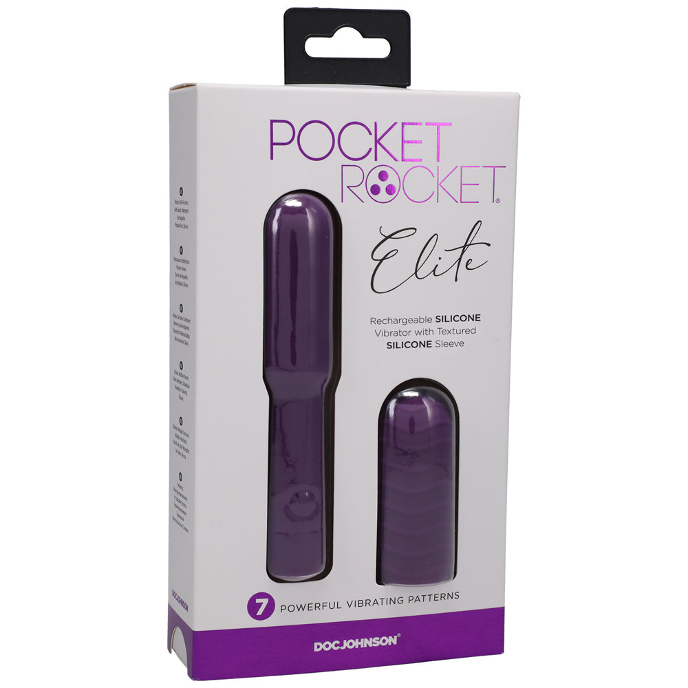 Pocket Rocket Elite Rechargeable Bullet With Removable Sleeve Purple - Fantasies Boutique