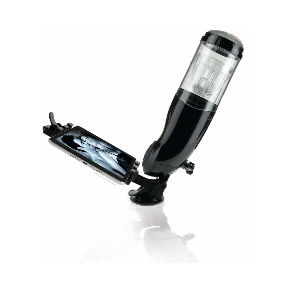 PDX Mega-Bator Ass Rechargeable Rotating Thrusting Stroker With Hands-Free Suction Cup Clear/Black - Fantasies Boutique