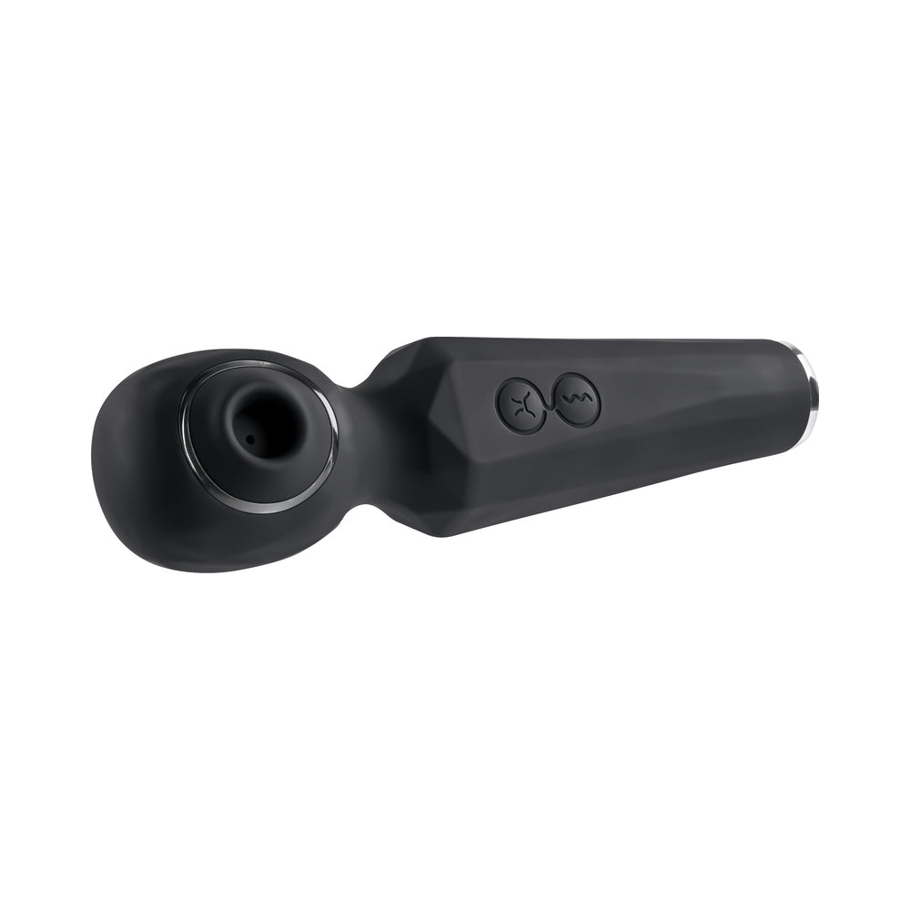 Evolved Rainbow Sucker Light-Up Rechargeable Dual-Function Silicone Suction Wand Vibrator Black - Fantasies Boutique
