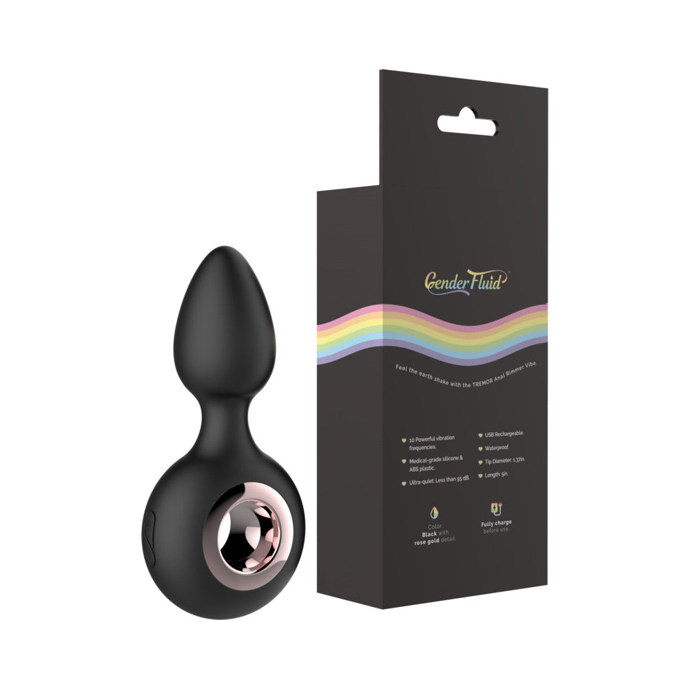 Gender Fluid Tremor Rechargeable Silicone Anal Rimmer Vibrating Plug Black - Fantasies Boutique