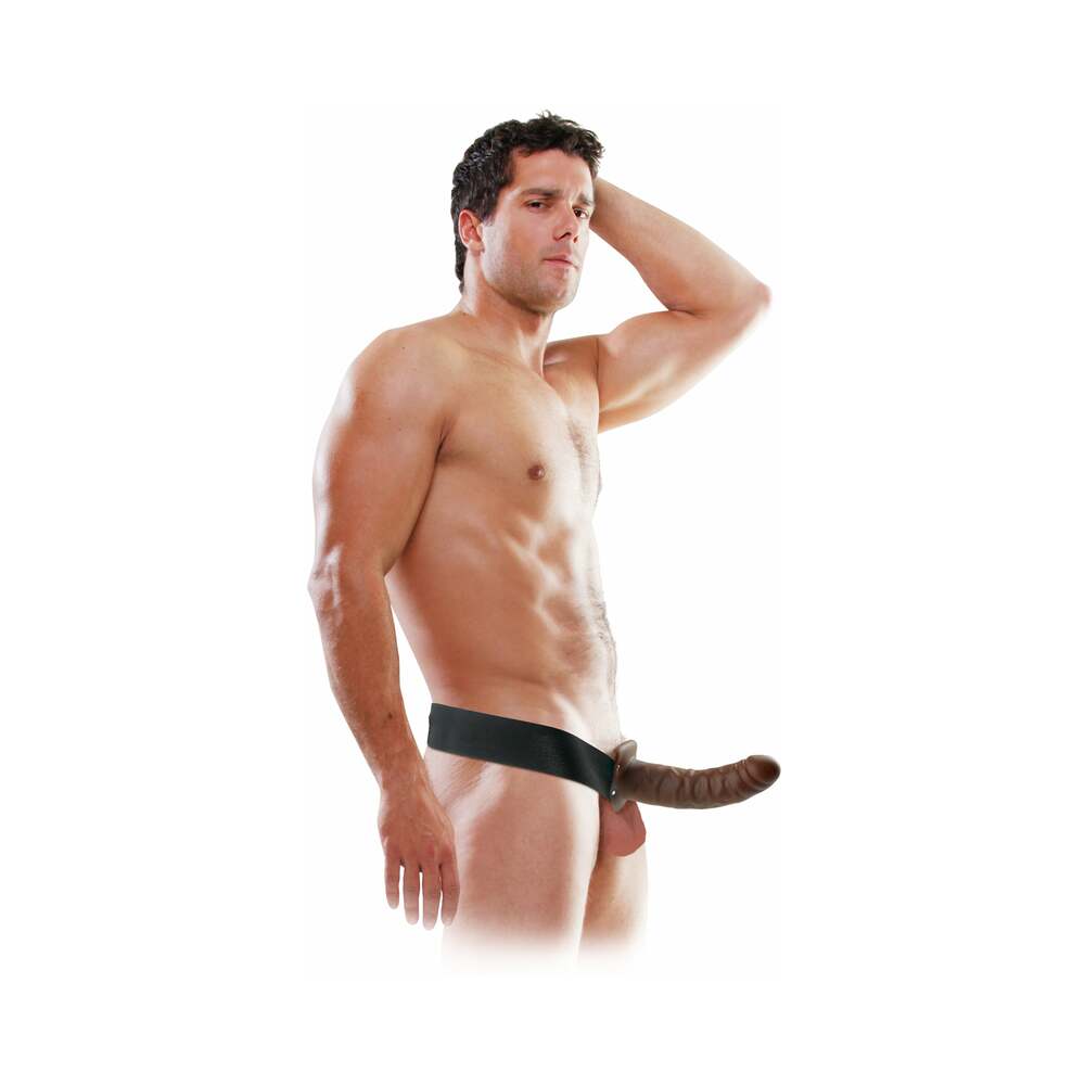 Fetish Fantasy Series 8 in. Hollow Strap-On Brown/Black - Fantasies Boutique