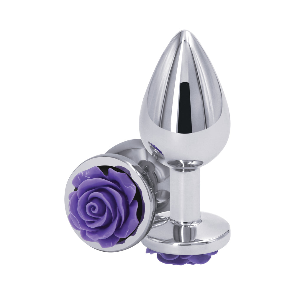 Rear Assets Rose Anal Plug Medium Purple - Fantasies Boutique