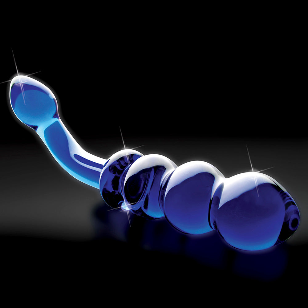 Icicles No. 31 Curved Beaded 7.25 in. Dual-Ended Glass Dildo Blue