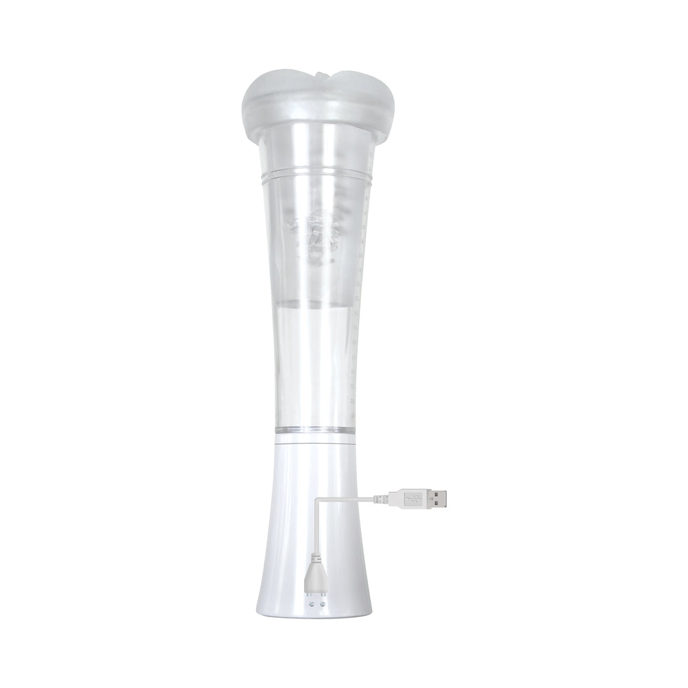Zero Tolerance Sucking Good Rechargeable Vibrating Vacuum Pump Stroker Clear/White - Fantasies Boutique