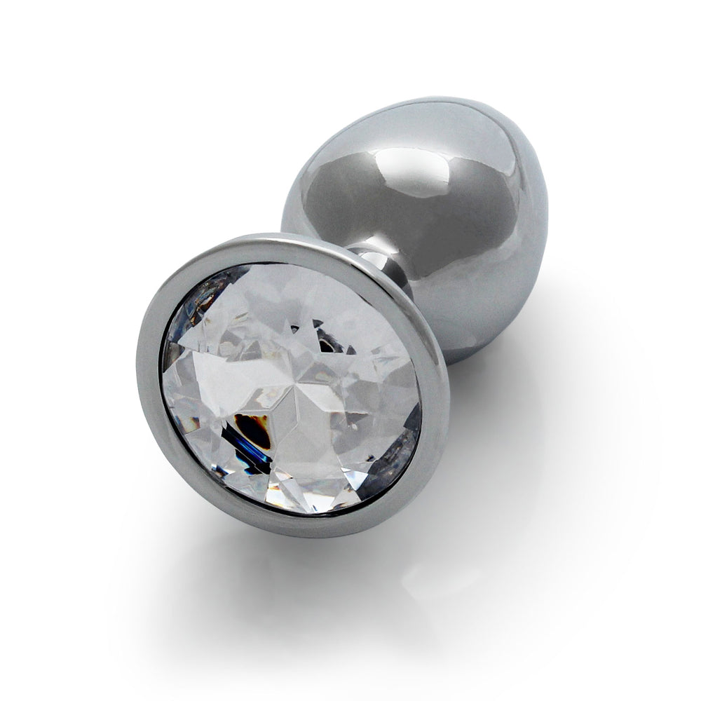 Ouch! Round Gem Butt Plug Small Silver/Diamond - Fantasies Boutique