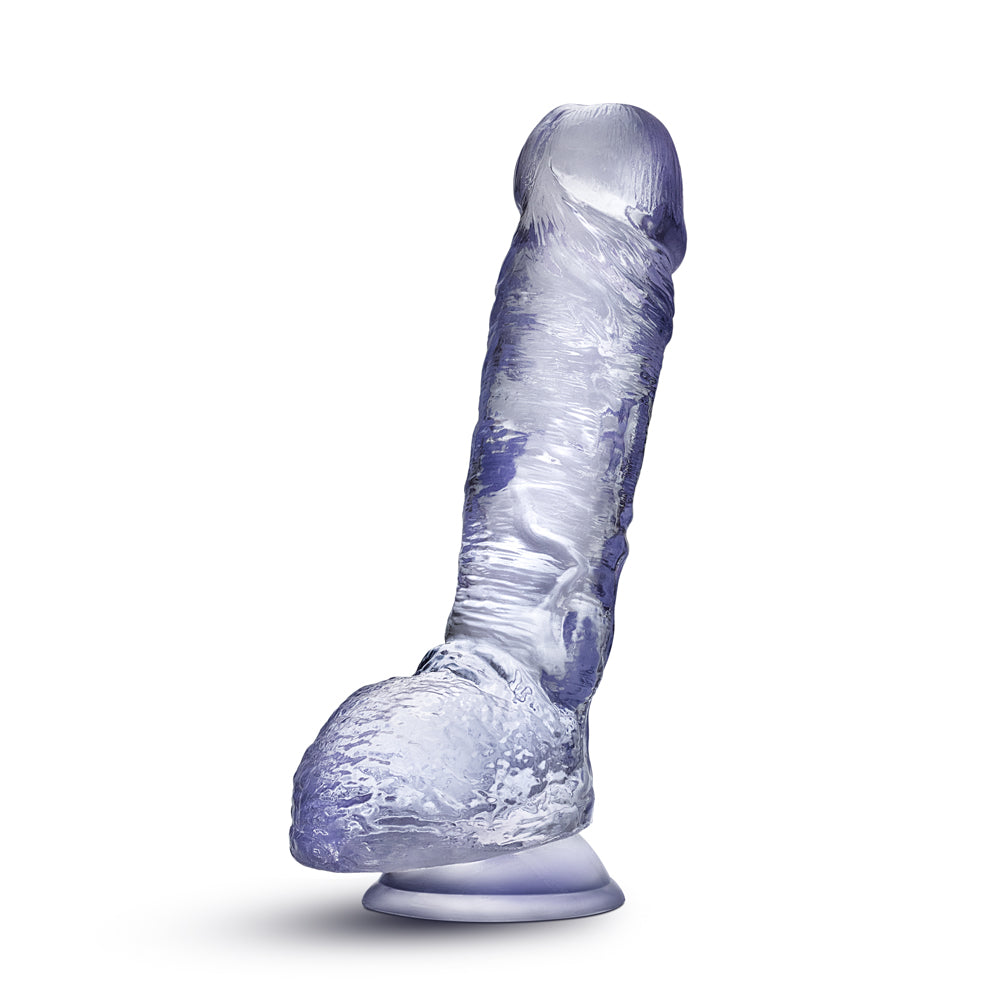 B Yours Plus Hearty n' Hefty 9 in. Dildo with Balls & Suction Cup Clear - Fantasies Boutique