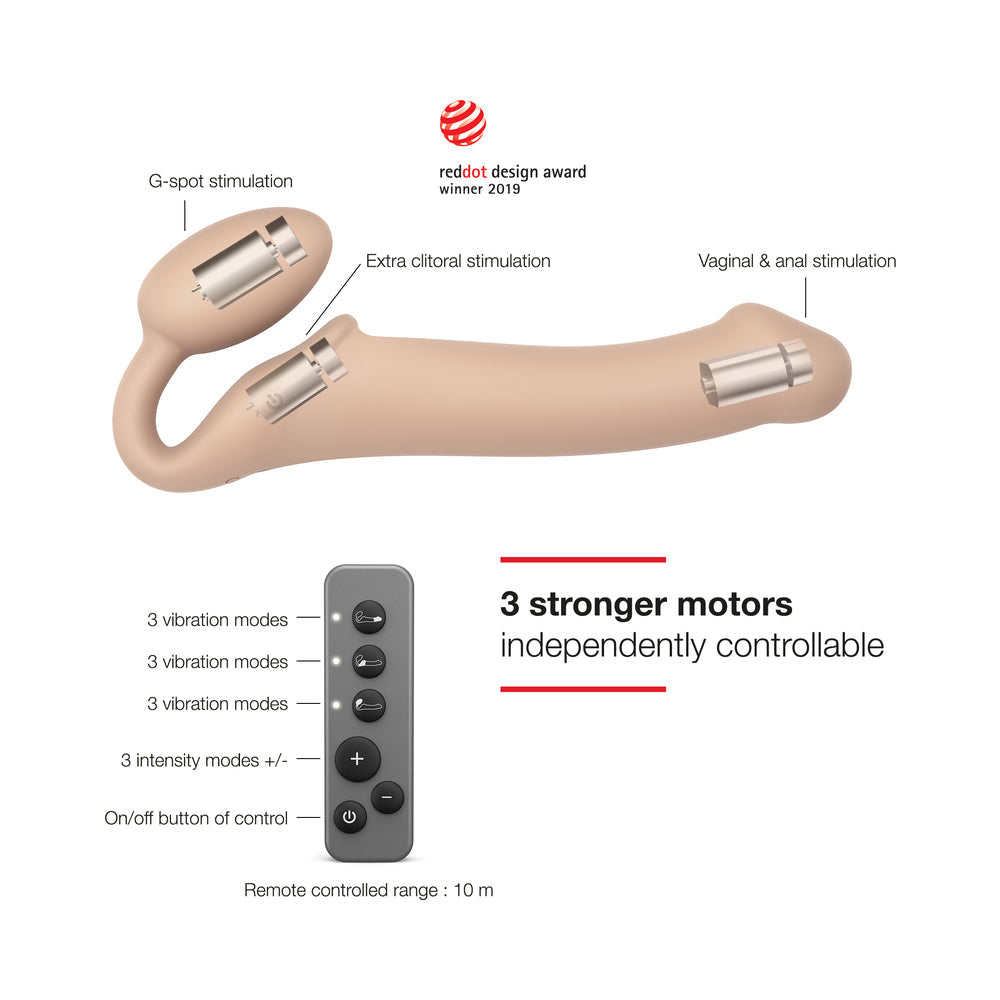 Strap-On-Me Rechargeable Remote-Controlled Silicone Vibrating Bendable Strap-On Vanilla L - Fantasies Boutique