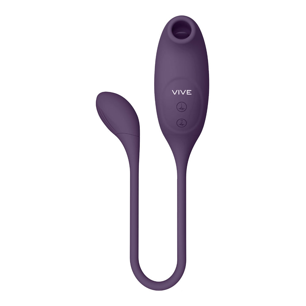 VIVE QUINO Rechargeable Air Wave & Vibrating Silicone Egg Vibrator Purple - Fantasies Boutique