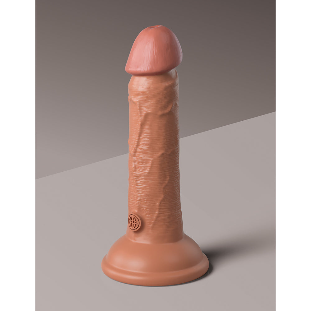 King Cock Elite 6 in. Vibrating Realistic Dildo With Suction Cup Tan - Fantasies Boutique