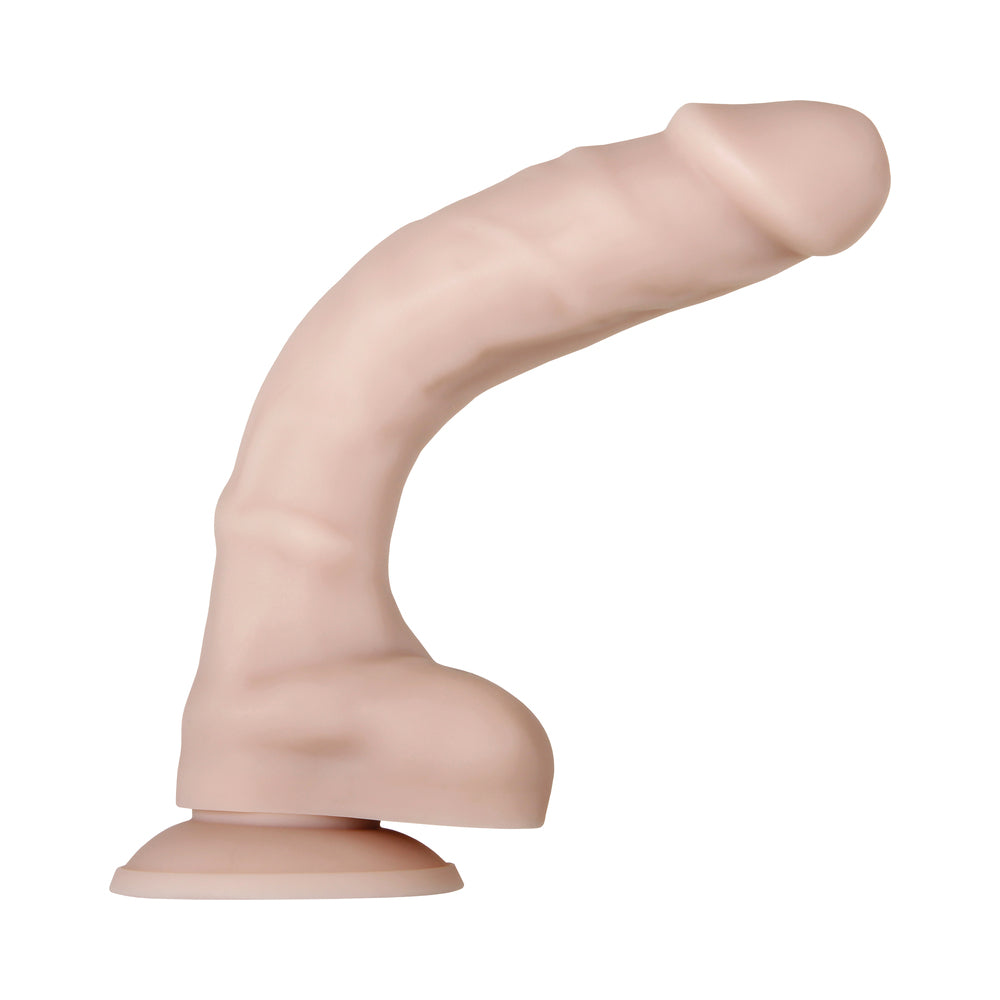 Evolved Real Supple Poseable 8.25 in. Realistic Silicone Dildo With Balls Beige - Fantasies Boutique
