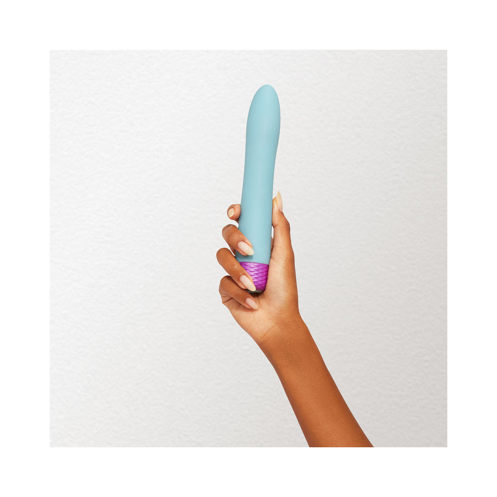 FemmeFunn Densa Bullet Rechargeable Dual Density Silicone Slimline Vibrator Light Blue - Fantasies Boutique