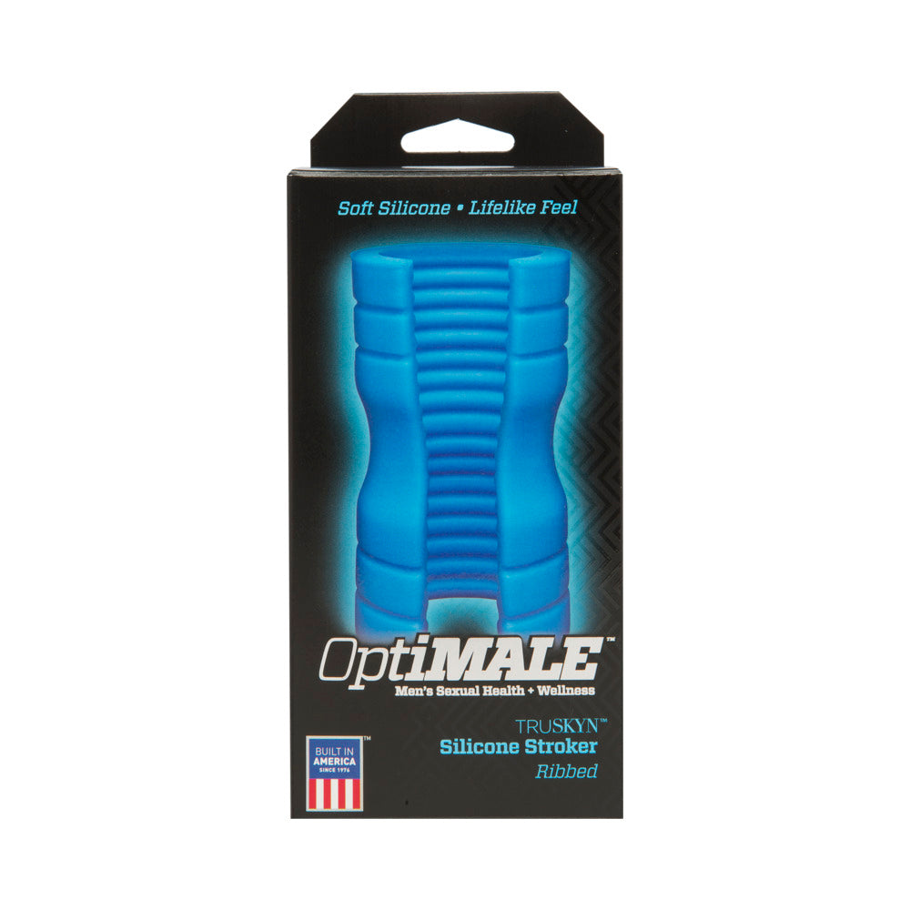 OptiMALE TRUSKYN Silicone Stroker Ribbed Blue - Fantasies Boutique