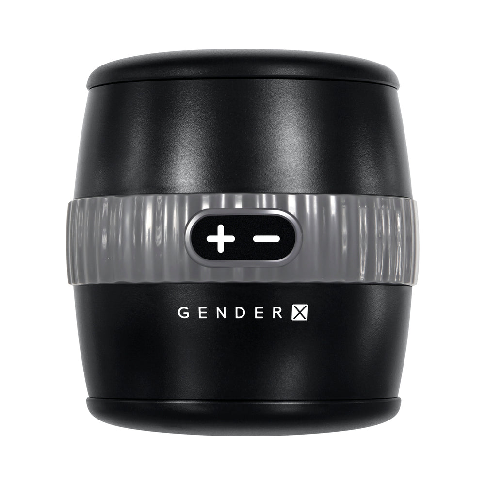 Gender X Barrel Of Fun Rechargeable Open-Ended Vibrating Stroker Black - Fantasies Boutique