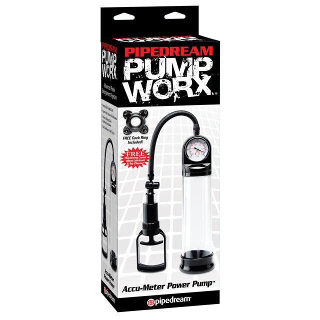 Pump Worx Accu-Meter Power Pump Clear/Black - Fantasies Boutique