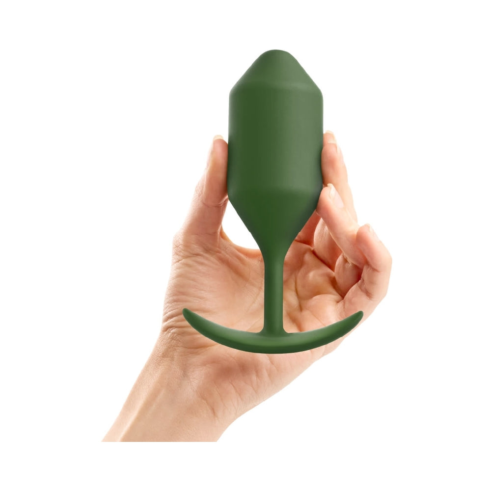 b-Vibe Snug Plug 4 Weighted Silicone Anal Plug Army - Fantasies Boutique