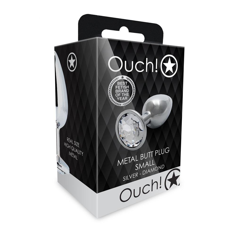 Ouch! Round Gem Butt Plug Small Silver/Diamond - Fantasies Boutique