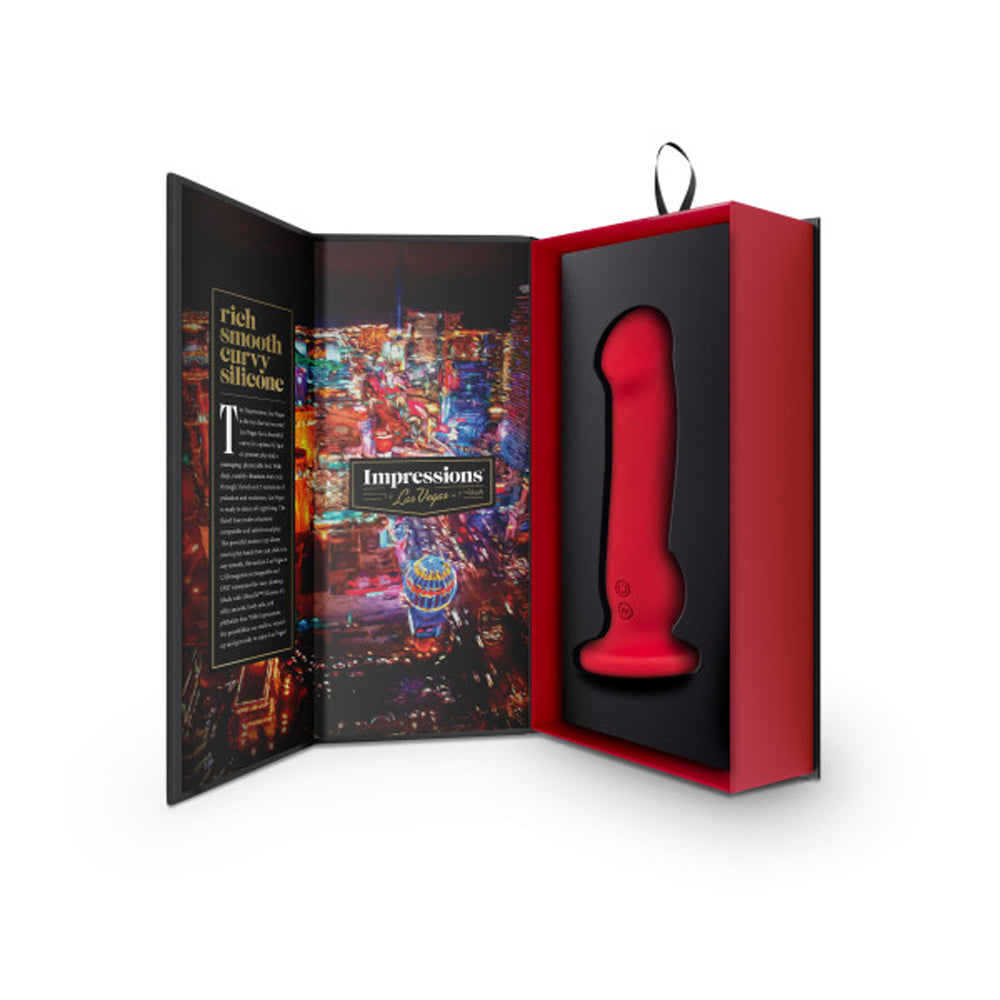 Impressions Las Vegas Rechargeable Silicone 8.25 in. Vibrating Dildo Crimson - Fantasies Boutique