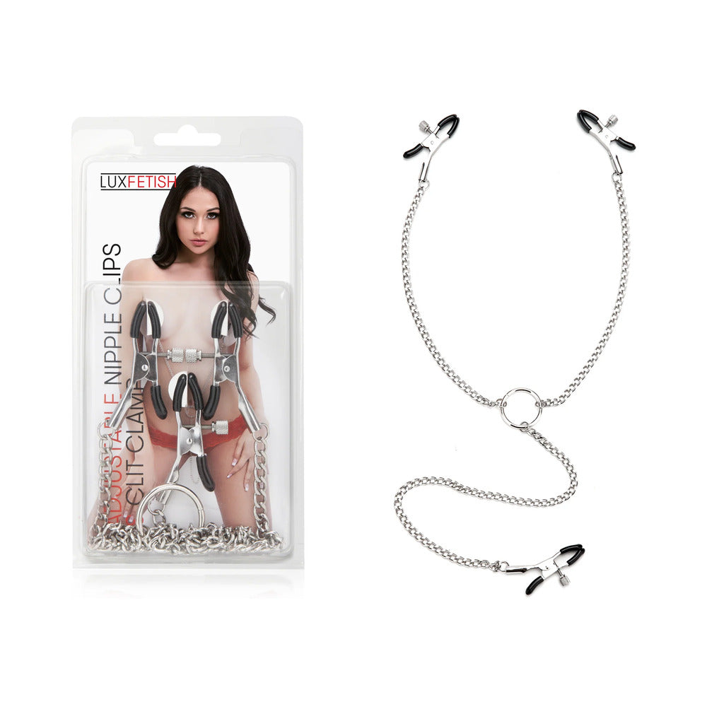 Lux Fetish Adjustable Nipple Clips & Clit Clamp - Fantasies Boutique