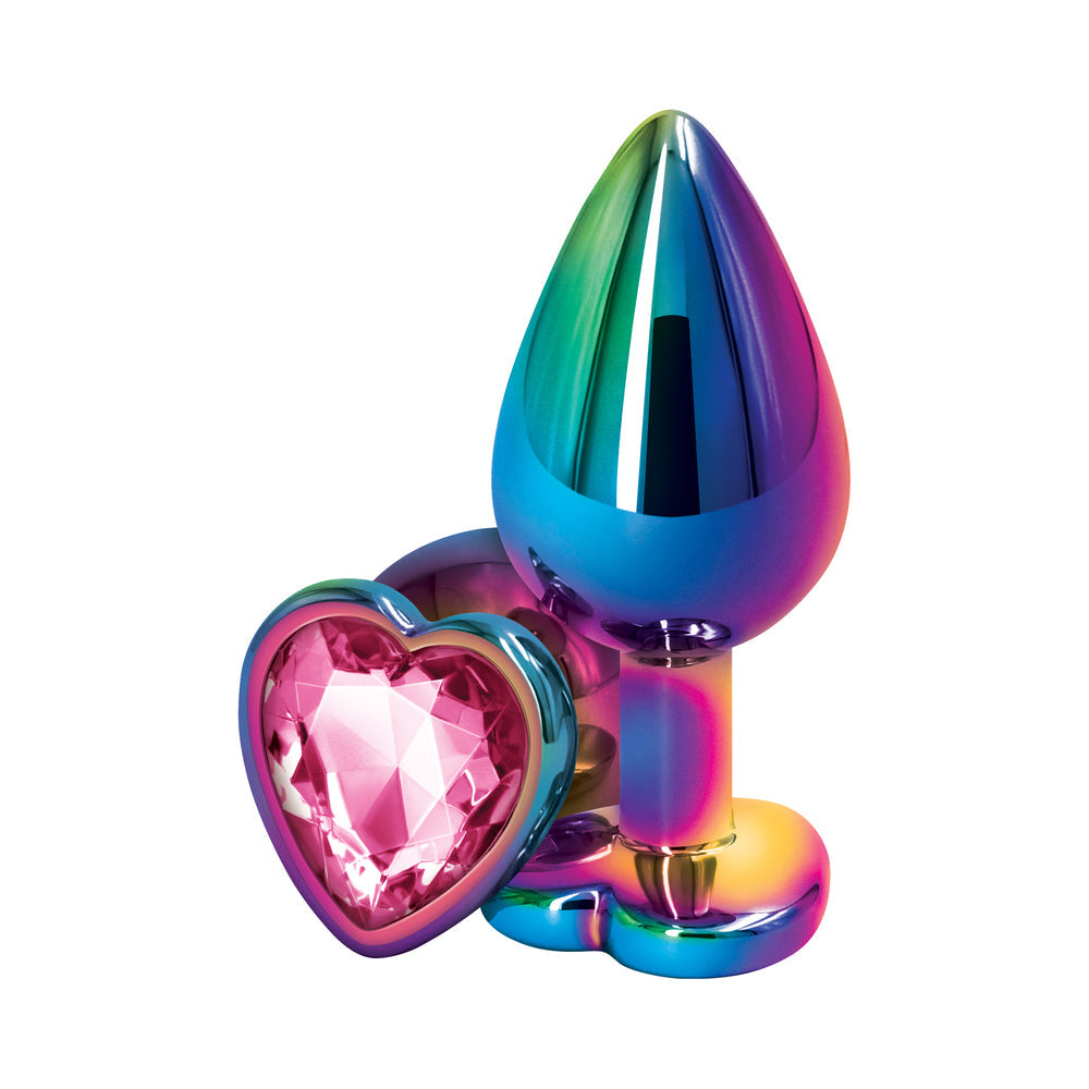 Rear Assets Metal Heart Plug Medium Multicolor/Pink - Fantasies Boutique