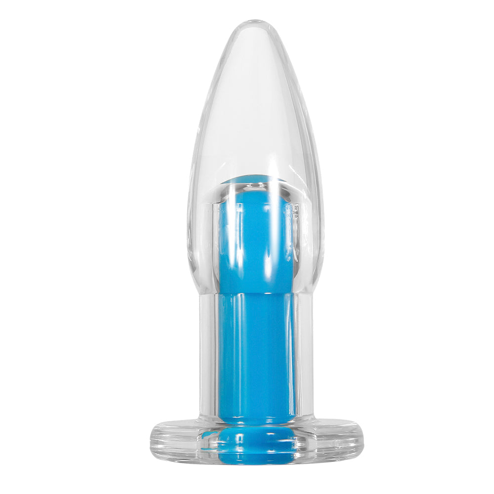 Gender X Electric Blue Rechargeable Remote-Controlled Vibrating Anal Plug Clear/Blue - Fantasies Boutique