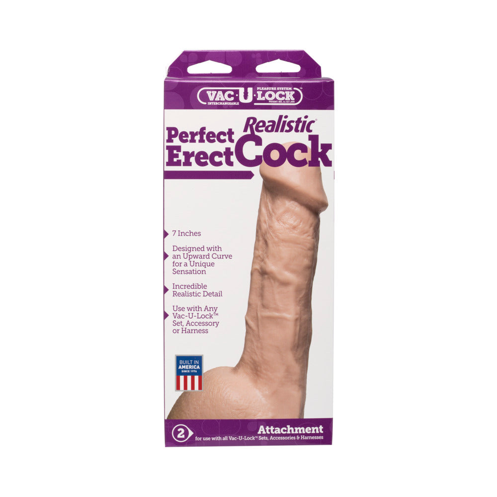 Vac-U-Lock - Perfect Erect Realistic Cock White