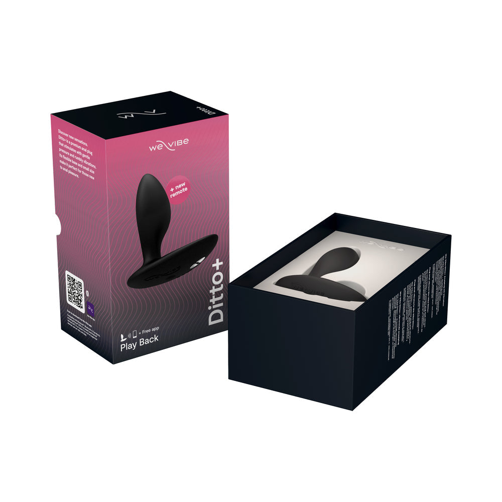 We-Vibe Ditto+ Rechargeable Remote-Controlled Silicone Vibrating Anal Plug Satin Black - Fantasies Boutique