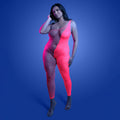 Fantasy Lingerie Glow Hyperdrive UV Reactive Rhinestone Bodystocking Queen Size