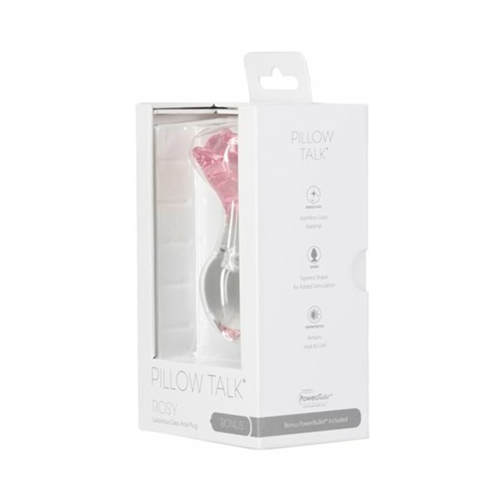 Pillow Talk Rosy Glass Anal Plug with Pink Rose Base - Fantasies Boutique
