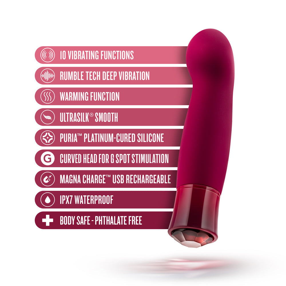 Oh My Gem Classy Rechargeable Warming Silicone G-Spot Vibrator Garnet - Fantasies Boutique