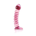 Pipedream Icicles No. 28 Curved Ribbed 7.25 in. Glass Dildo Pink - Fantasies Boutique