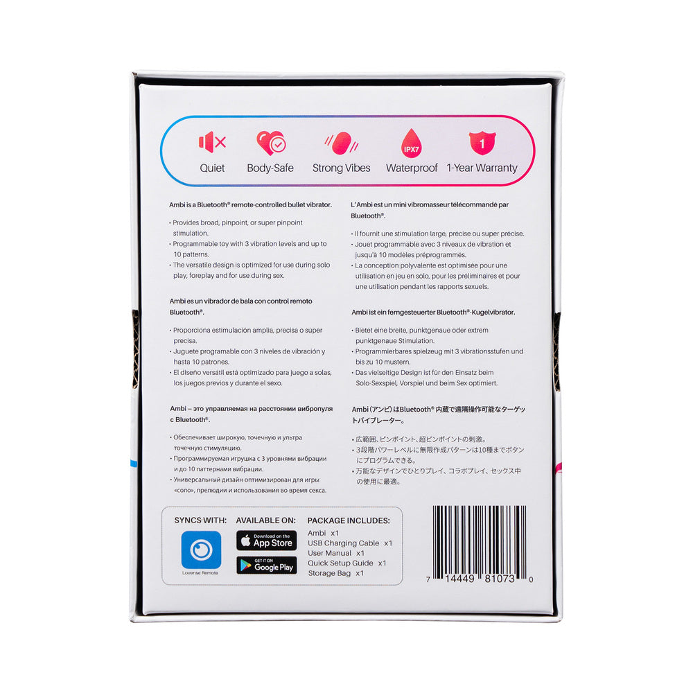 Lovense Ambi Bluetooth Programmable Bullet Vibrator - Fantasies Boutique