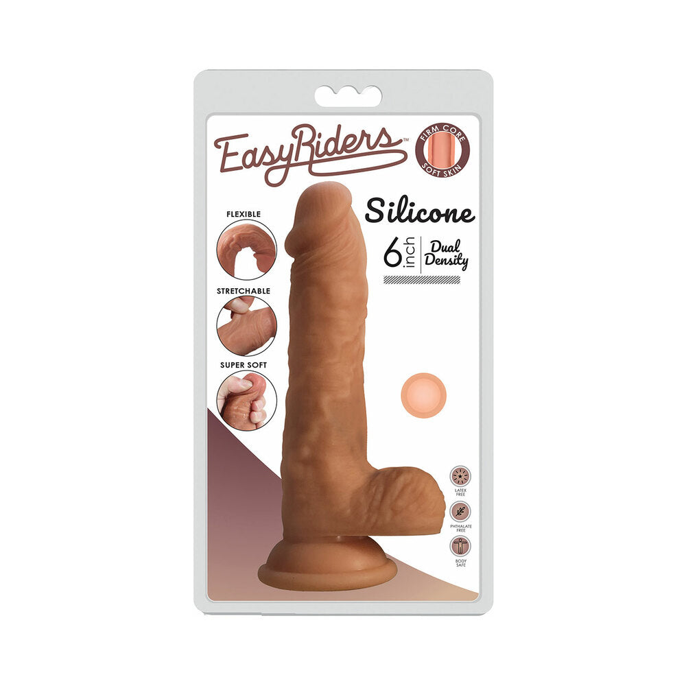 Curve Toys Easy Riders 6 in. Dual Density Silicone Dildo with Balls & Suction Cup Light - Fantasies Boutique