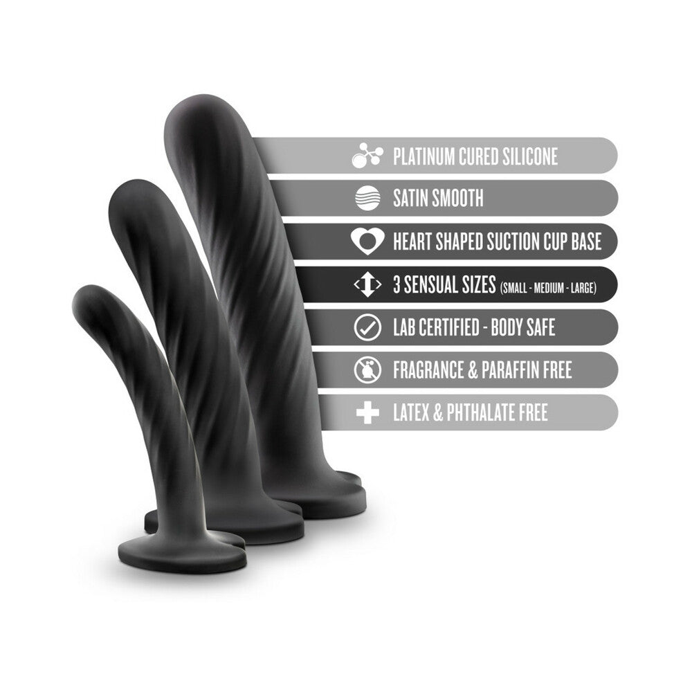 Temptasia Twist Kit 3-Piece Silicone Dildo Set Black - Fantasies Boutique