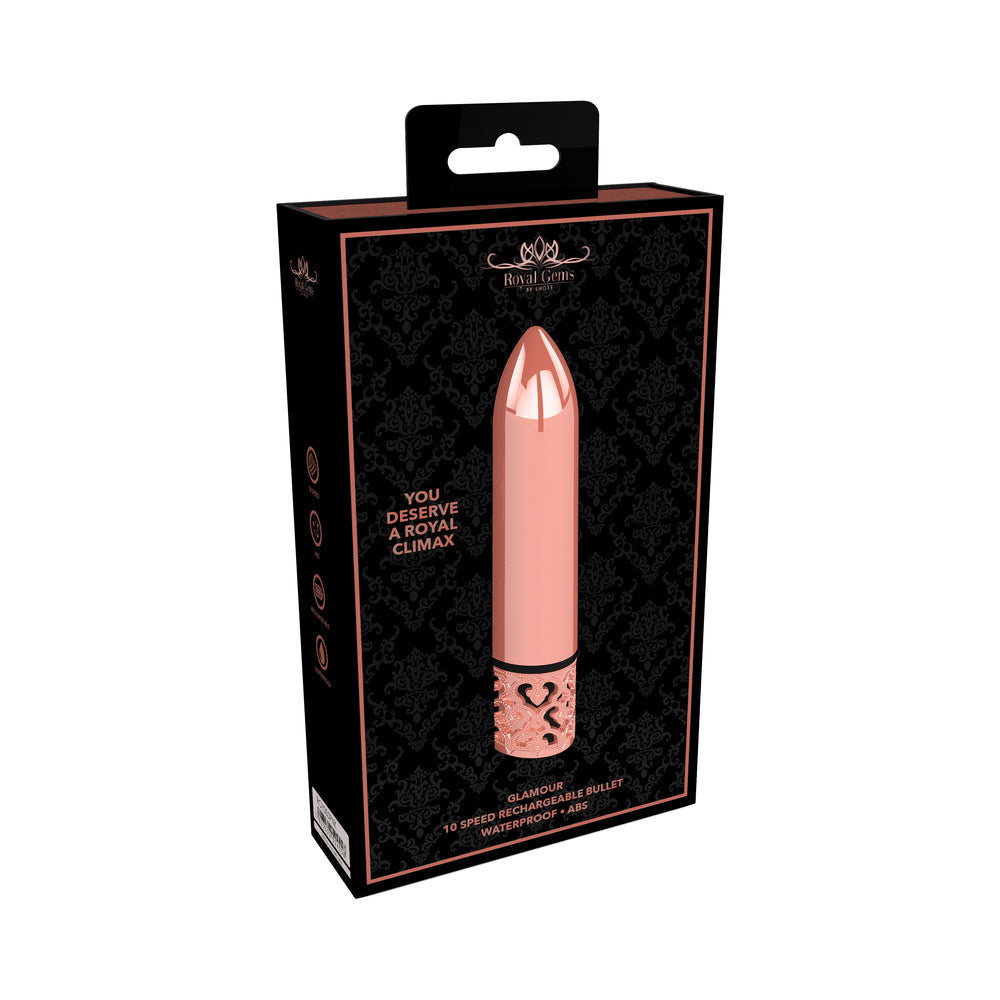 Royal Gems Glamour Rechargeable ABS Bullet Vibrator Rose Gold - Fantasies Boutique