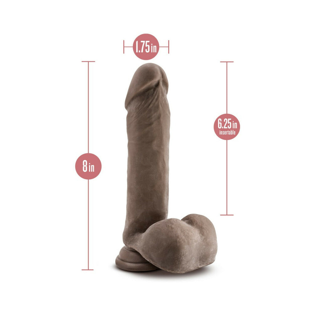 Blush Au Naturel 8 in. Posable Dual Density Dildo with Balls & Suction Cup Brown - Fantasies Boutique